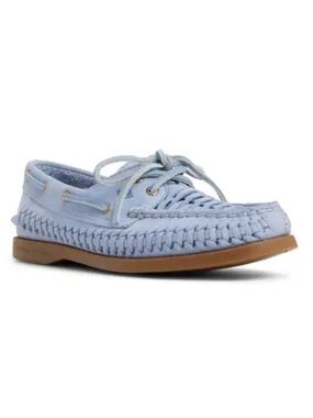 NWT- Sperry Authentic Original 2 Eye Dust Blue Woven Leather Boat Shoe- Size 8